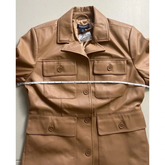 Studio Park x Courtney Khondabi Faux Leather Jacket COFFEE NWOT SIZE XS - Picture 7 of 8